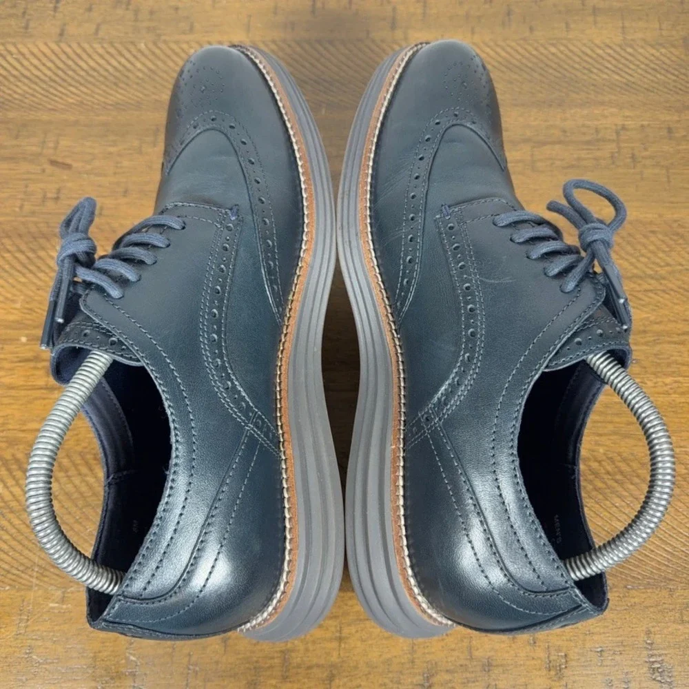 Cole Haan Shoes Mens 8 M Navy Blue Original Grand Wingtip Leather Oxford Dress